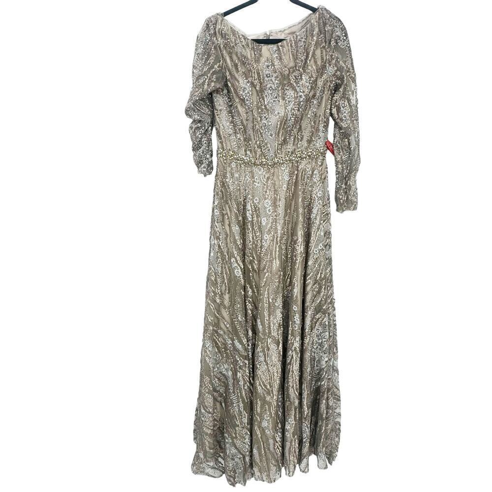 Mac Duggal Embellished Long Sleeve Sequin Lace Gown Dress Size 8 NWT - Picture 10 of 12
